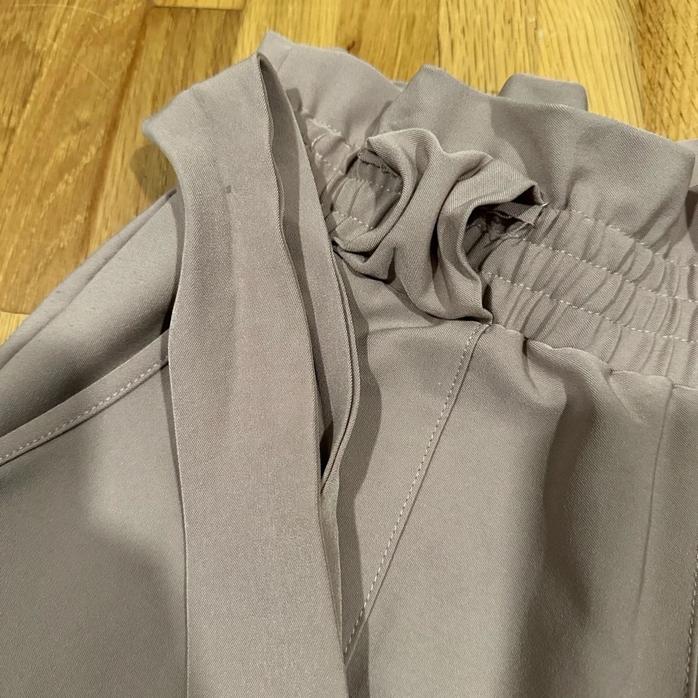 *last chance* Kancy Kole | Women's Tie-Belt Trousers in Taupe and Mauve - Picture 3 of 13